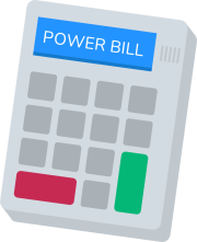 Calculator graphic with the words POWER BILL on its screen